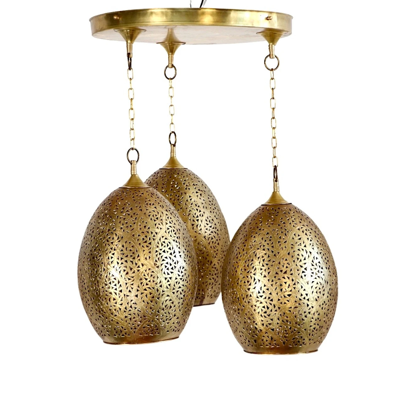 Moroccan Antique Brass Chandelier - Image 4