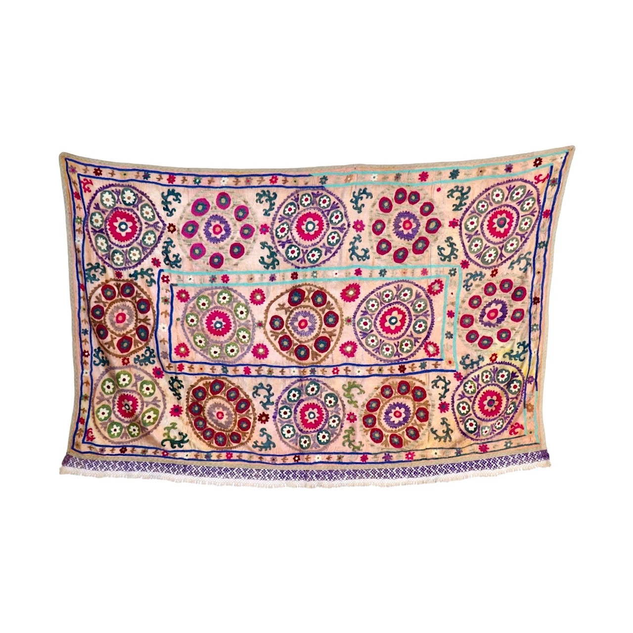 Antique Suzani Fabric- 48" X 70" - Image 3