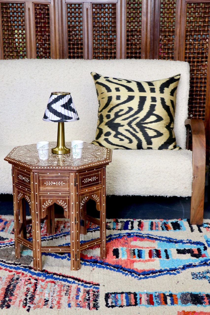 Black & Gold Ikat Velvet Pillow - Image 4