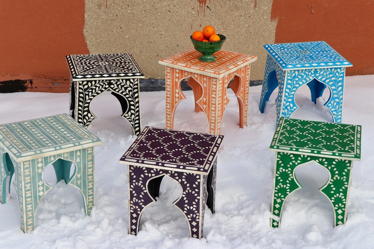 Blue Bone Inlay Table - Image 4