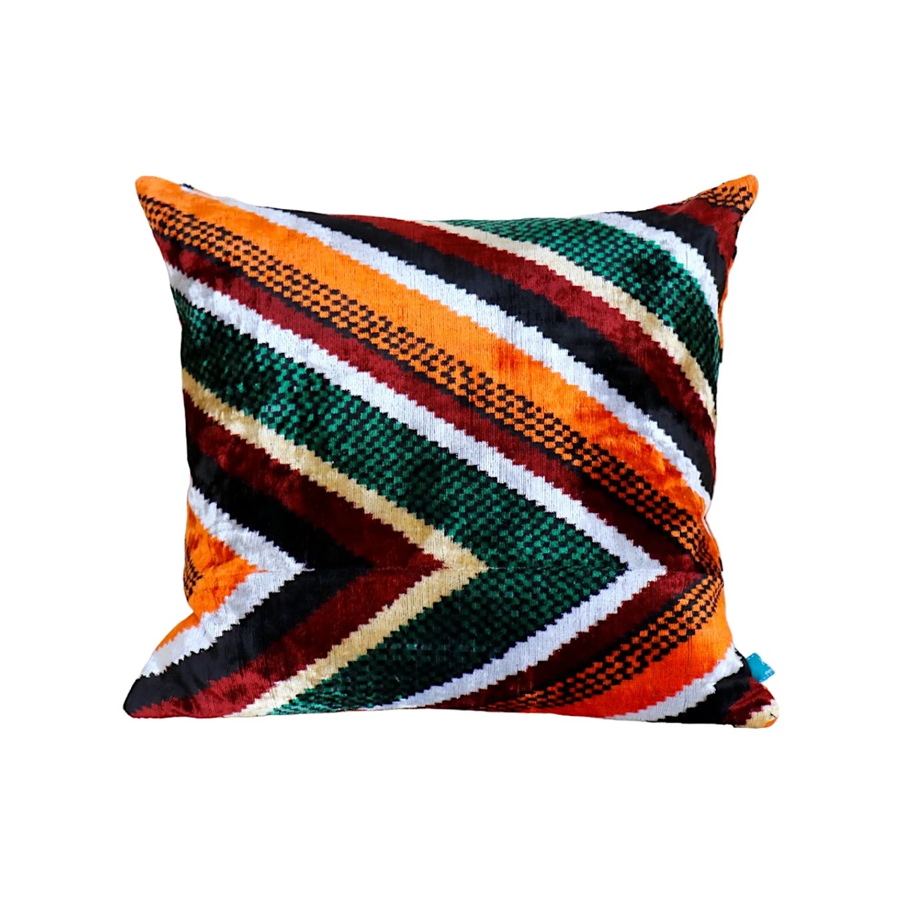Check-board Ikat Velvet Pillow - Image 5