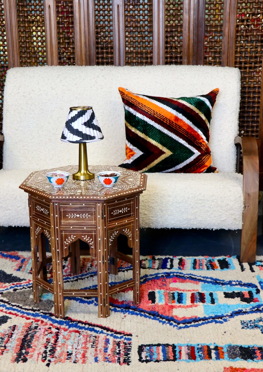 Check-board Ikat Velvet Pillow - Image 4