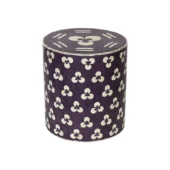 Chintamani Bone Inlay Drum Table- BlackBerry