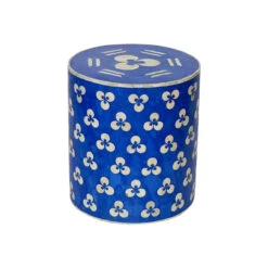 ChintamaniBone Inlay Drum Stool- Majorelle