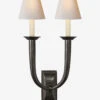 French Deco Horn Double Sconce