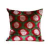 Green & Red Velvet Ikat Pillow