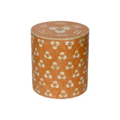 Chintamani Bone Inlay Drum- Tangerine