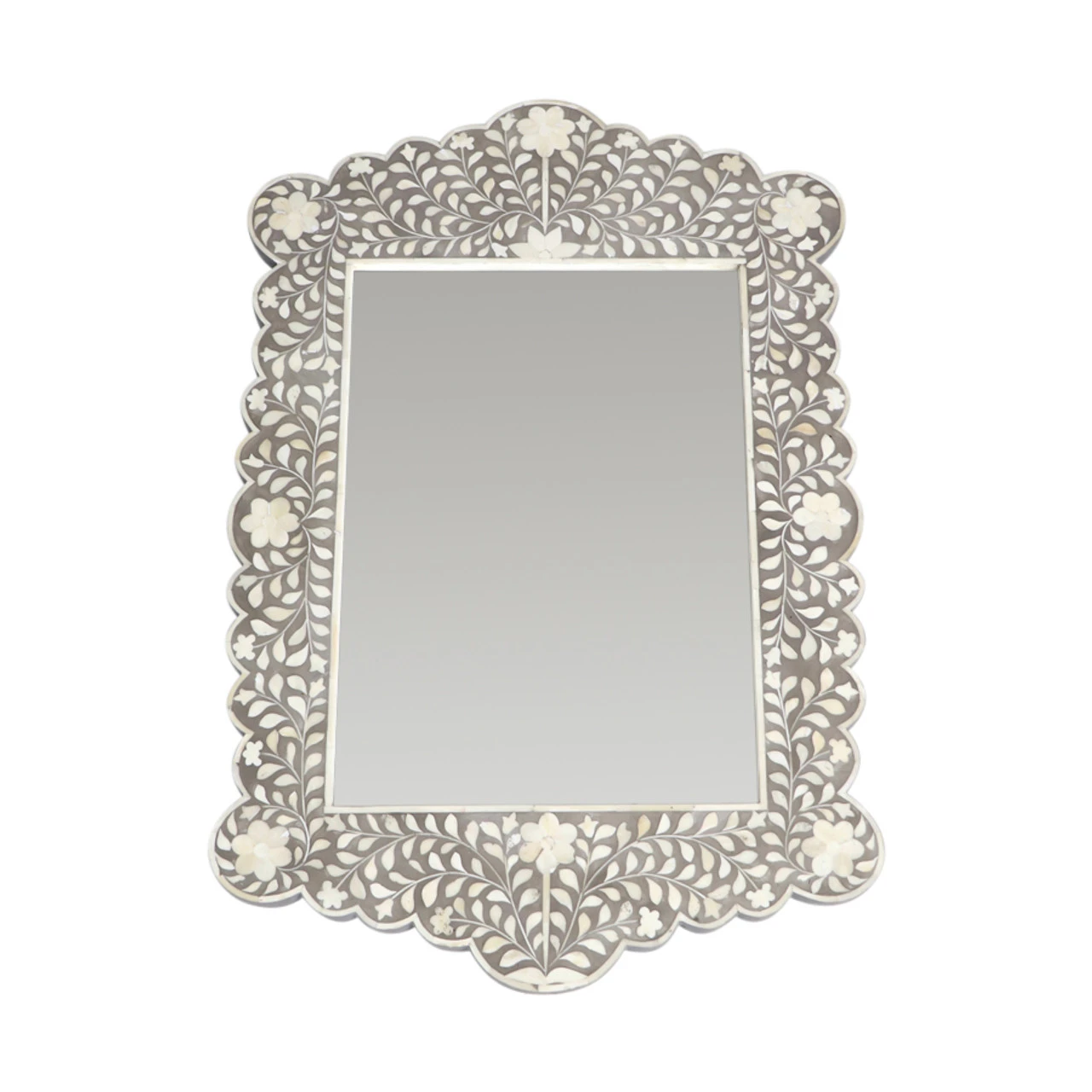 Bone Inlay Mirror- Tangier Grey