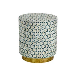 Kenza Bone Inlay Drum Table