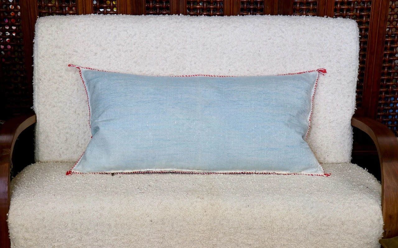 Light Blue Moroccan Sabra Silk Pillow - Image 5
