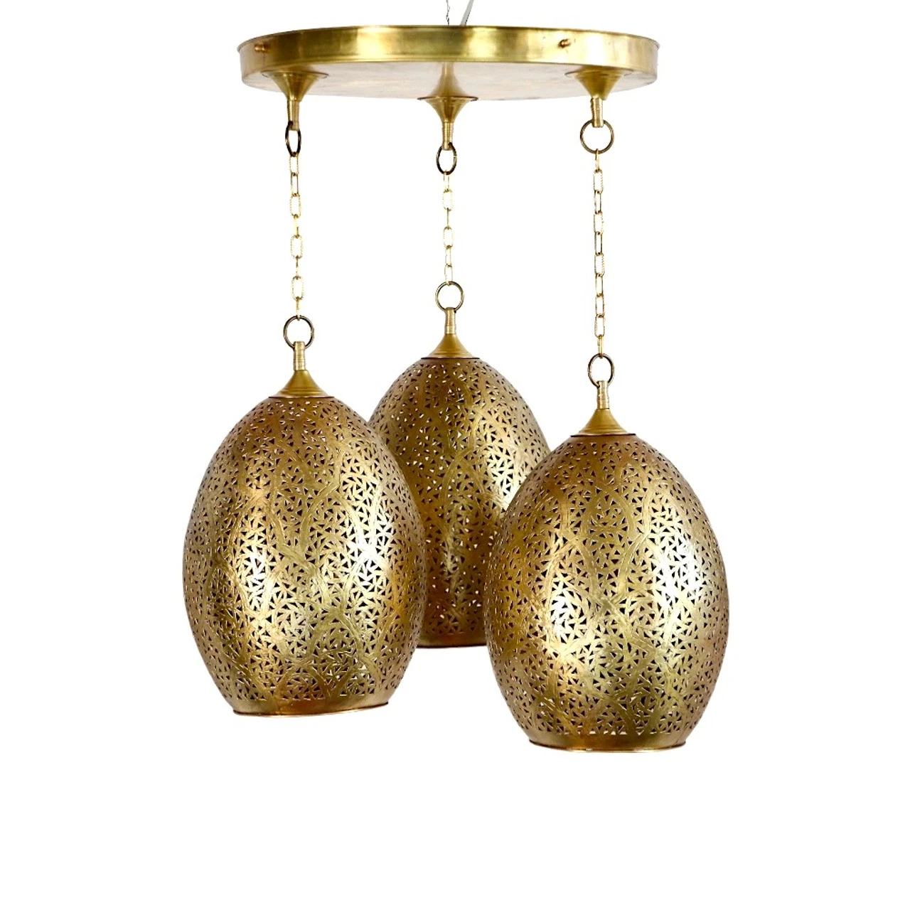 Moroccan Antique Brass Chandelier - Image 2