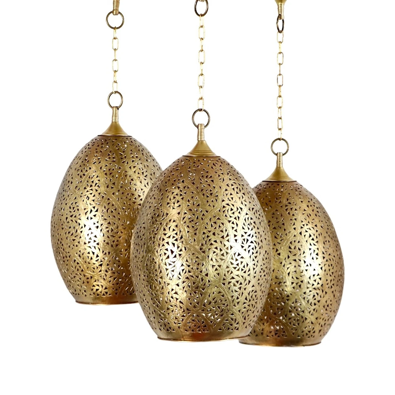 Moroccan Antique Brass Chandelier - Image 5