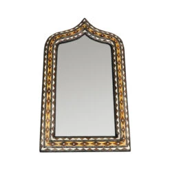 Moroccan Bone Inlaid Arch Mirror