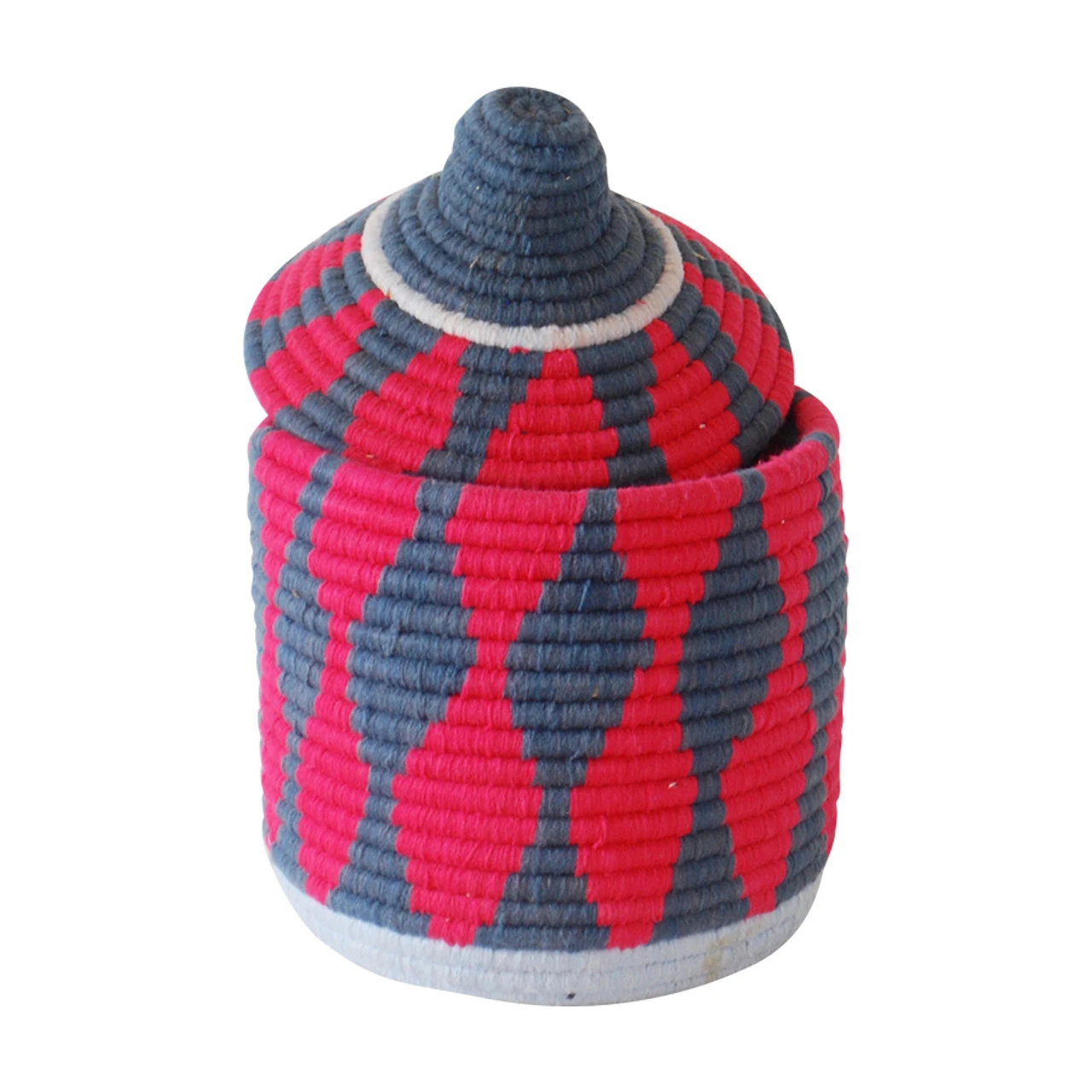 Moroccan Bread Basket, Coral & Grey - Image 2