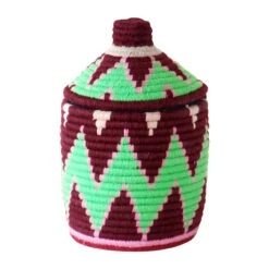 Moroccan Bread Basket, Plum And Green