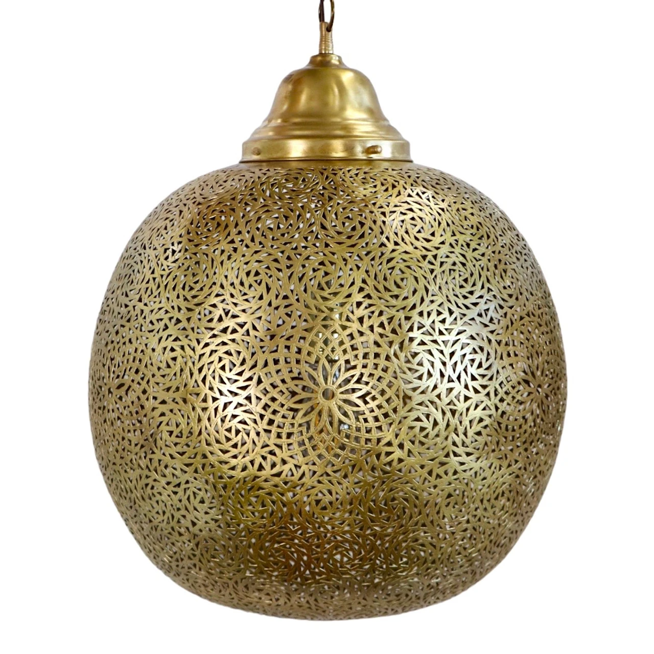Moroccan Polished Brass Lamp - Image 4