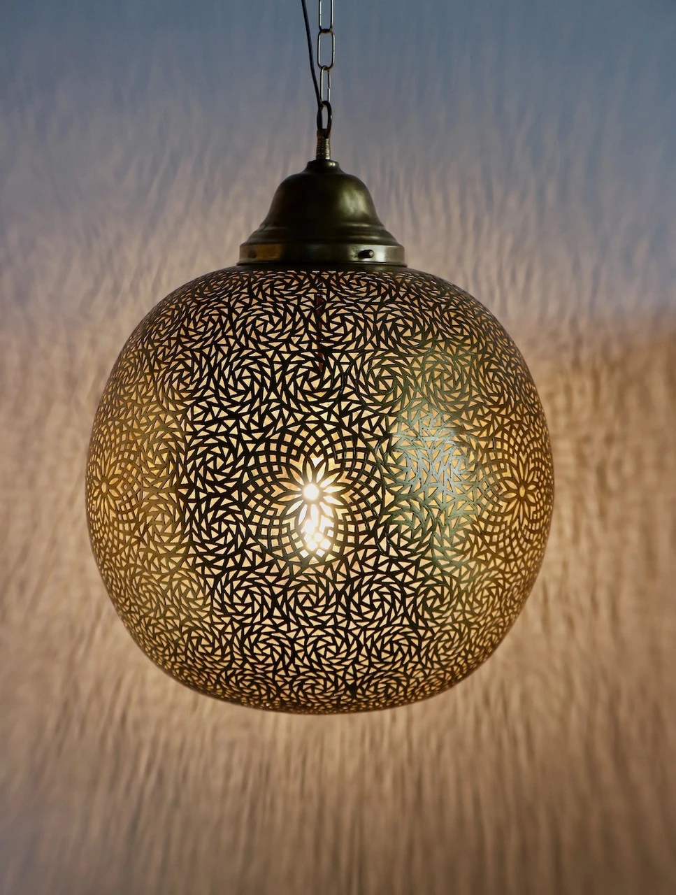 Moroccan Polished Brass Lamp - Image 3