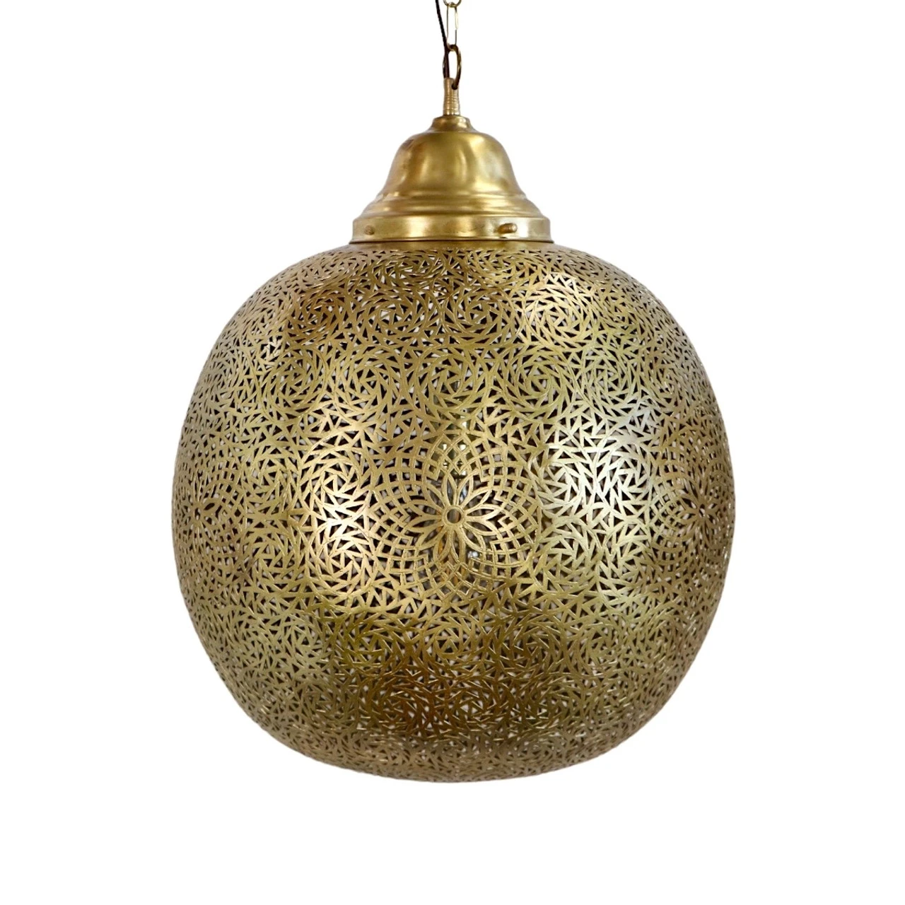 Moroccan Polished Brass Lamp