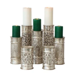 Moroccan Silver Candle Holder. Set Of 3