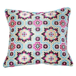 Moroccan Zellij Fabric Throw Pillow , Blue