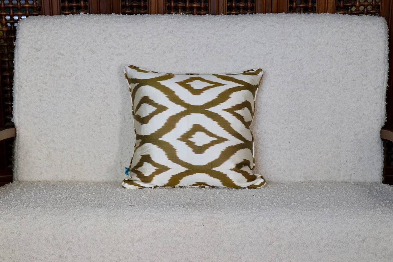 Olive Green Ikat Pillow - Image 4