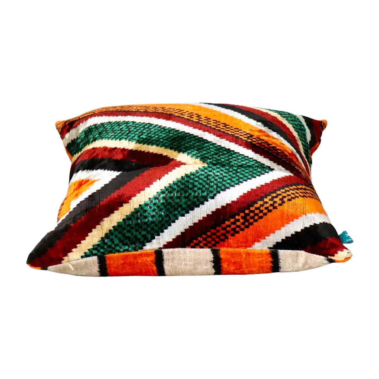 Check-board Ikat Velvet Pillow - Image 2