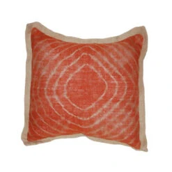 Tie Dye Orange Burlap Pillow