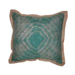 Tie Dye Turquoise Burlap Pillow
