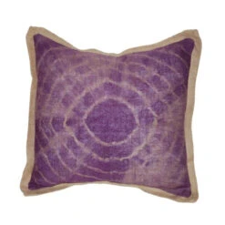 Tie Dye Purple Burlap Pillow