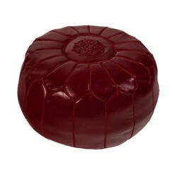 Burgundy Moroccan PoufLeather